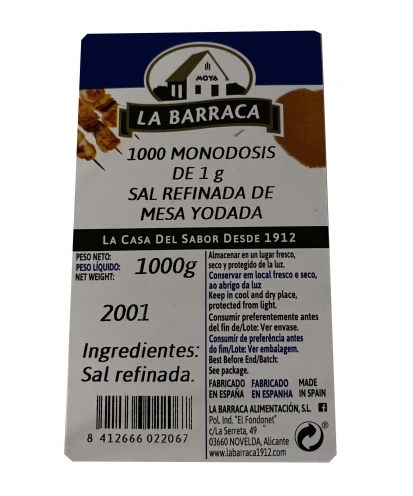 Sal Refinada de Mesa Yodada 1 Gr 1000 und